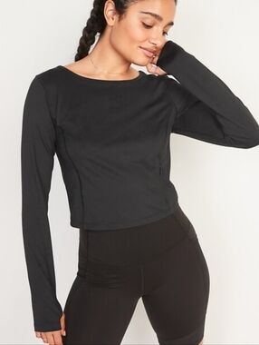 New Old Navy Powersoft Women's Black Long-Sleeve Performance Top Size 4X